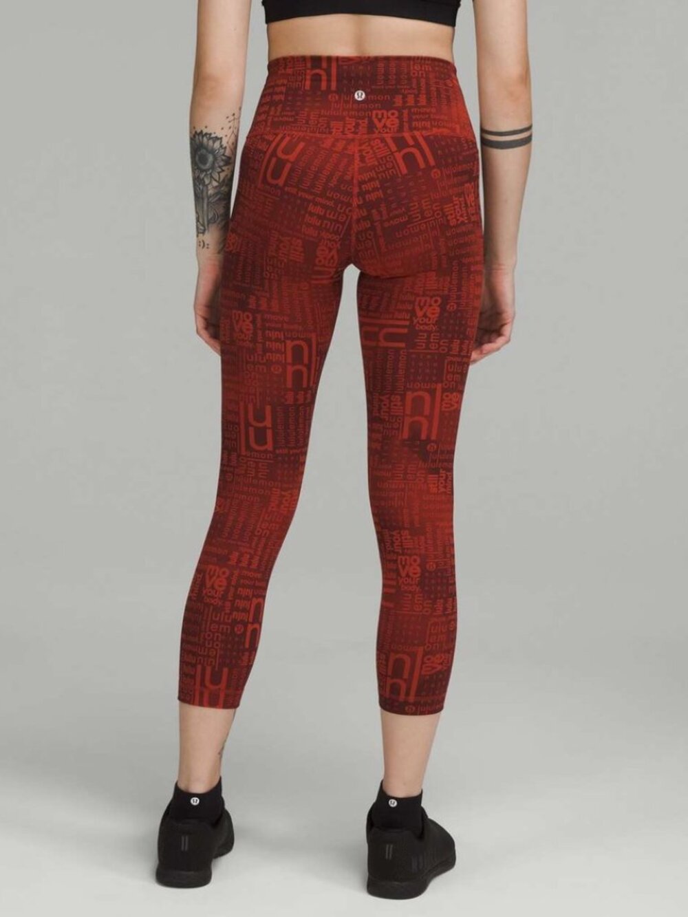 Lululemon Wunder Train High-Rise Crop 23" Leggings Ombre Red Multi Size: 6